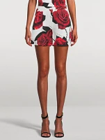 High-Waisted Shorts Rose Print