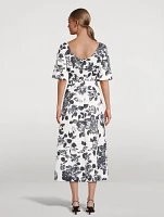 Kora Twill Midi Dress Floral Print