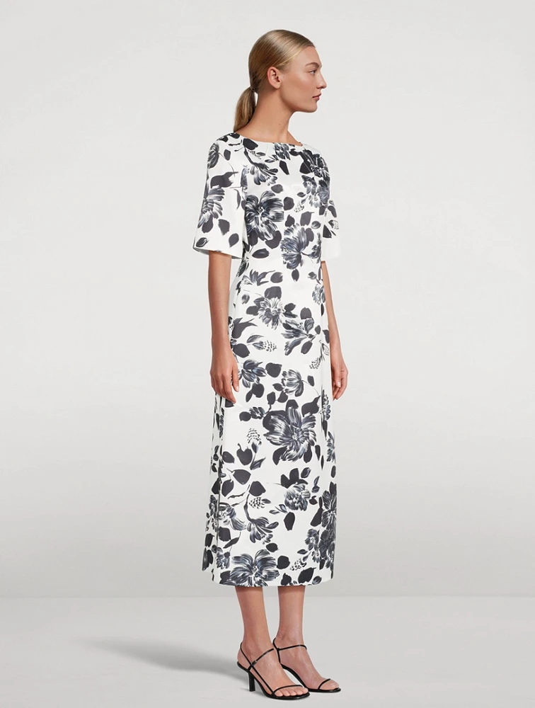 Kora Twill Midi Dress Floral Print