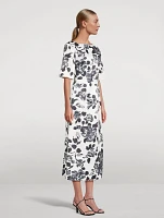 Kora Twill Midi Dress Floral Print