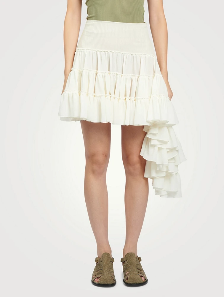 Asymmetric Ruffled Skirt