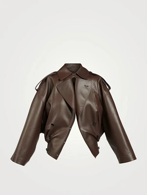 Balloon Leather Trench Jacket