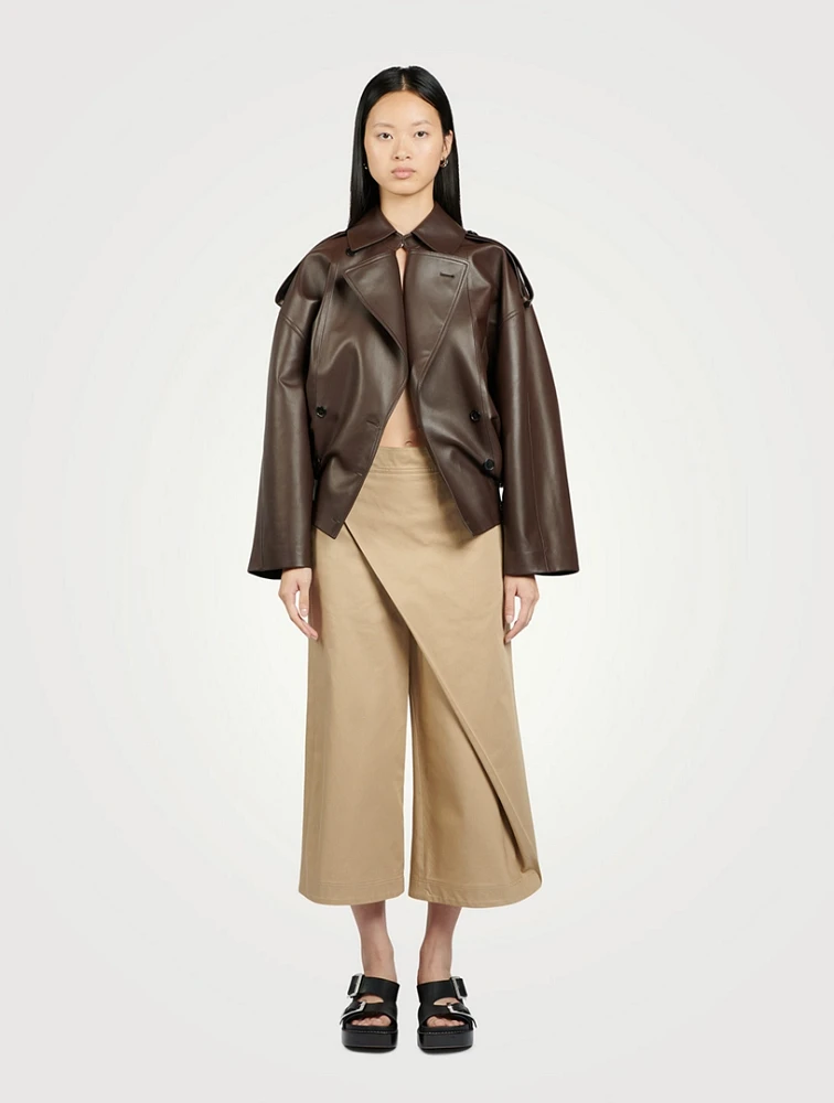 Balloon Leather Trench Jacket