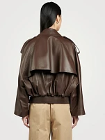 Balloon Leather Trench Jacket