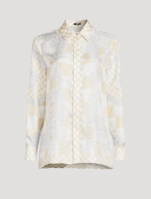 Silk Shirt In Medusa Contrasto Print