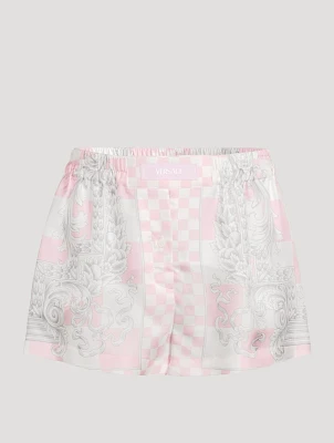 Silk Boxer Shorts In Medusa Contrasto Print