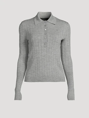 Rib-Knit Polo Sweater