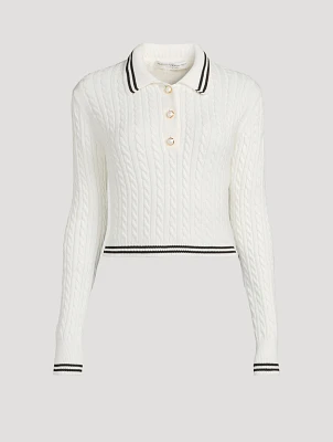 Cable Knit Polo Sweater
