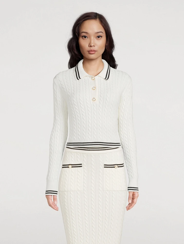 Cable Knit Polo Sweater
