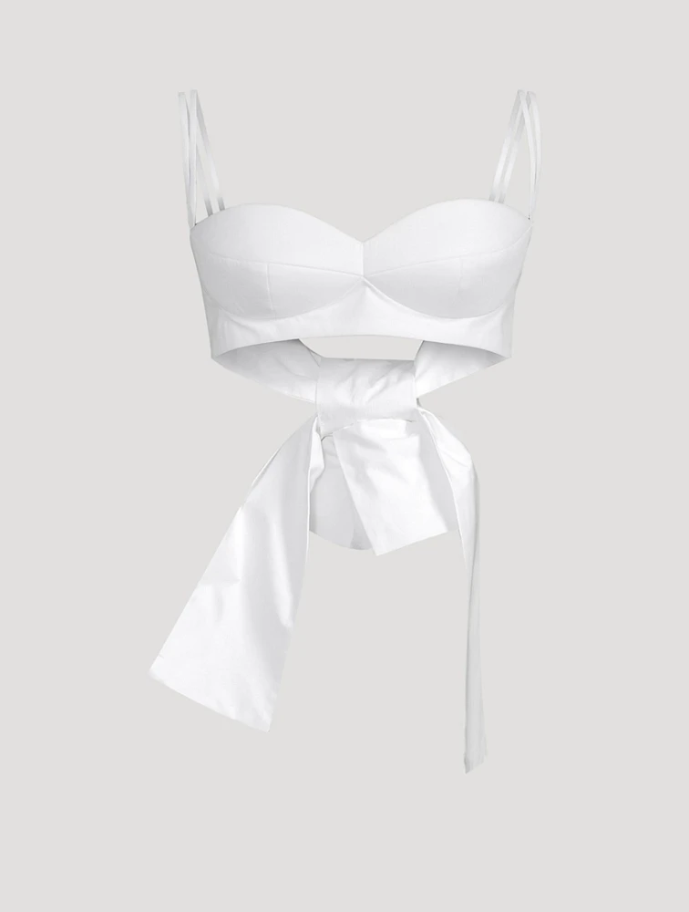 Cotton Bralette With Rose Appliqué