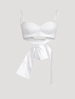 Cotton Bralette With Rose Appliqué