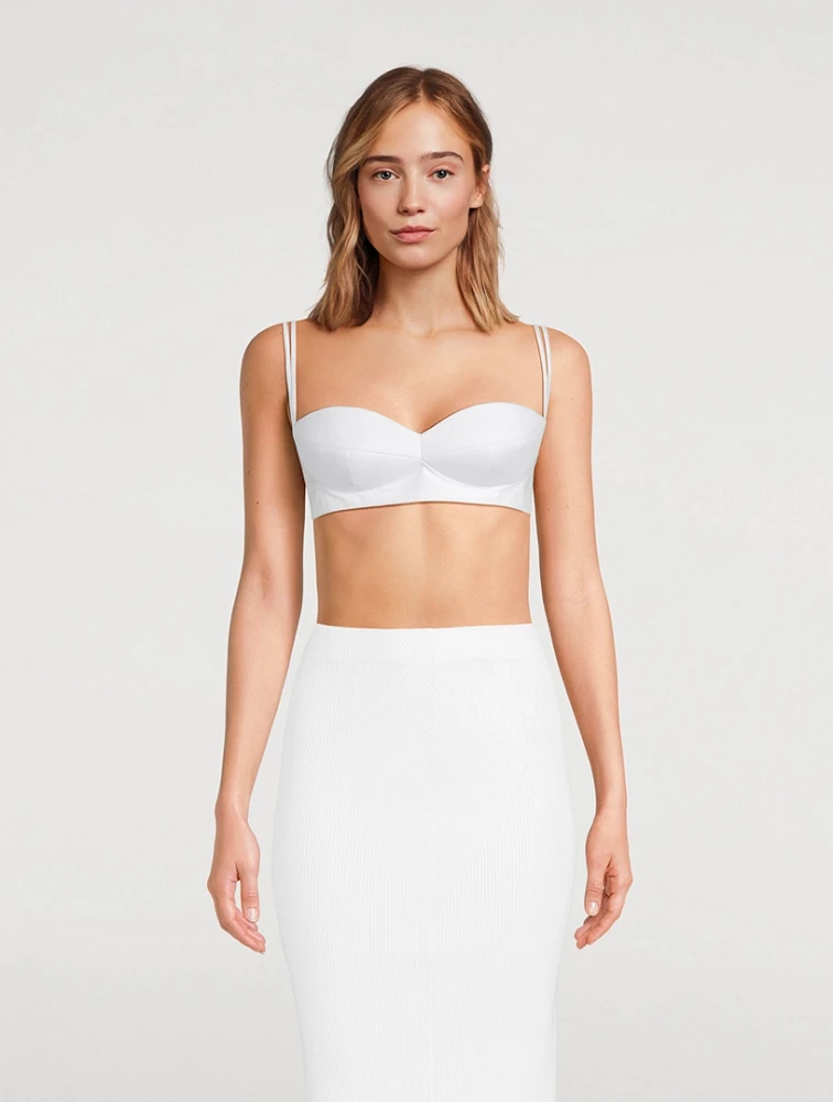 Cotton Bralette With Rose Appliqué