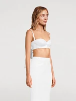 Cotton Bralette With Rose Appliqué