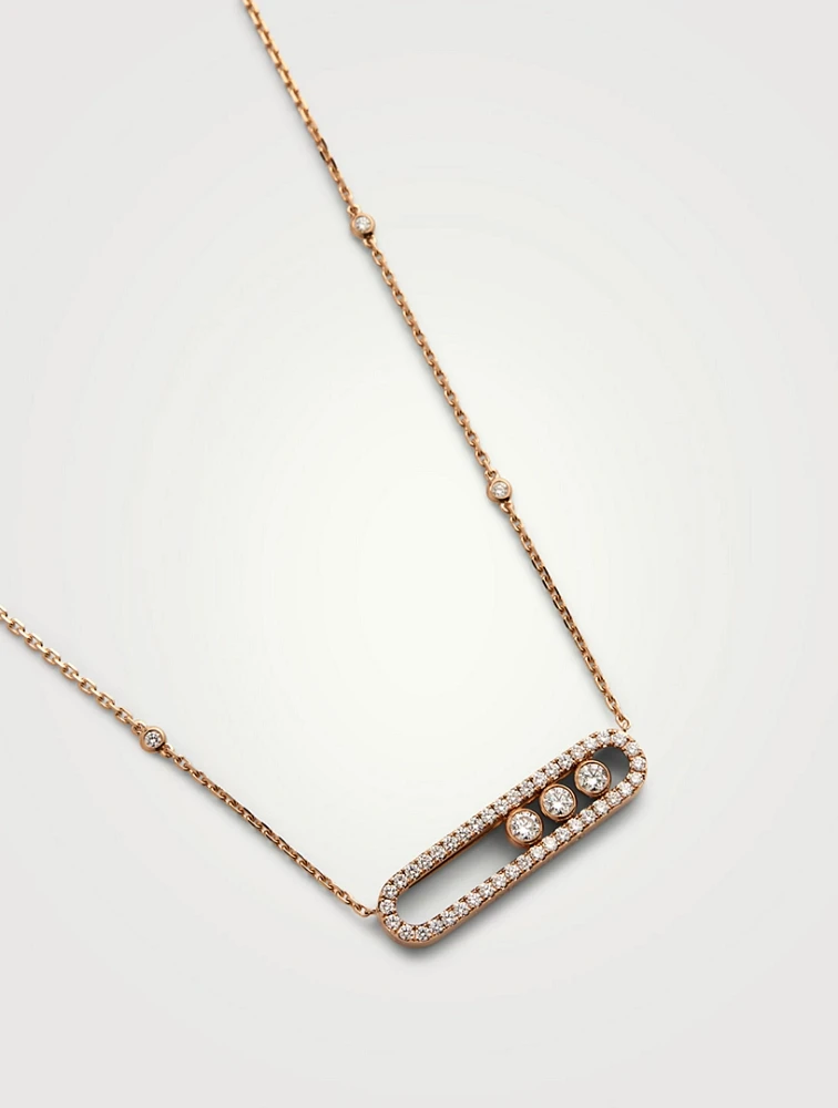 Move Classique 18K Gold Pavé Necklace With Diamonds