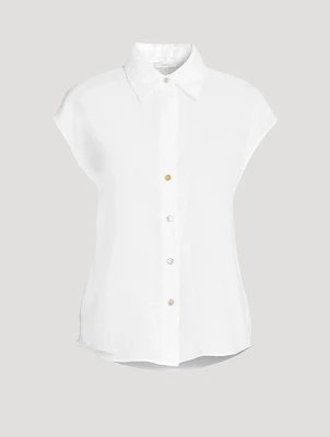 Linen Cap-Sleeve Shirt