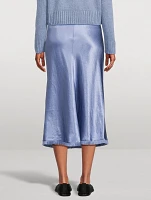 Satin Frayed-Edge Bias Midi Skirt