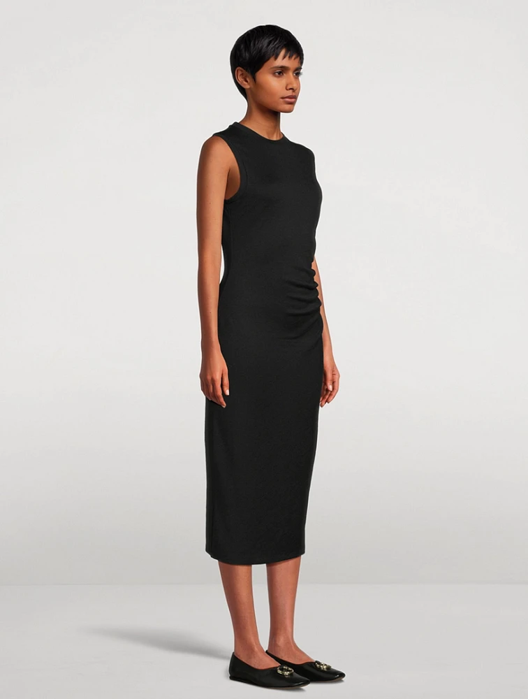 Gathered-Waist Jersey Midi Dress