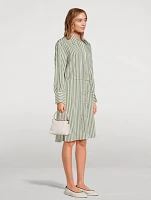 Belted Shirt Dress Stripe Print