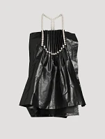 Embellished Faux Leather Halter Top