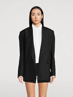 Open-Back Double-Breasted Blazer
