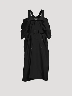 Off-The-Shoulder Double-Breasted Trench Dress