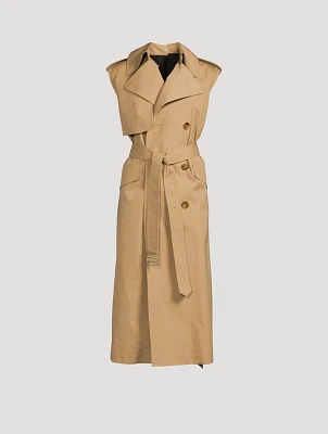 Sleeveless Double-Breasted Trench Coat