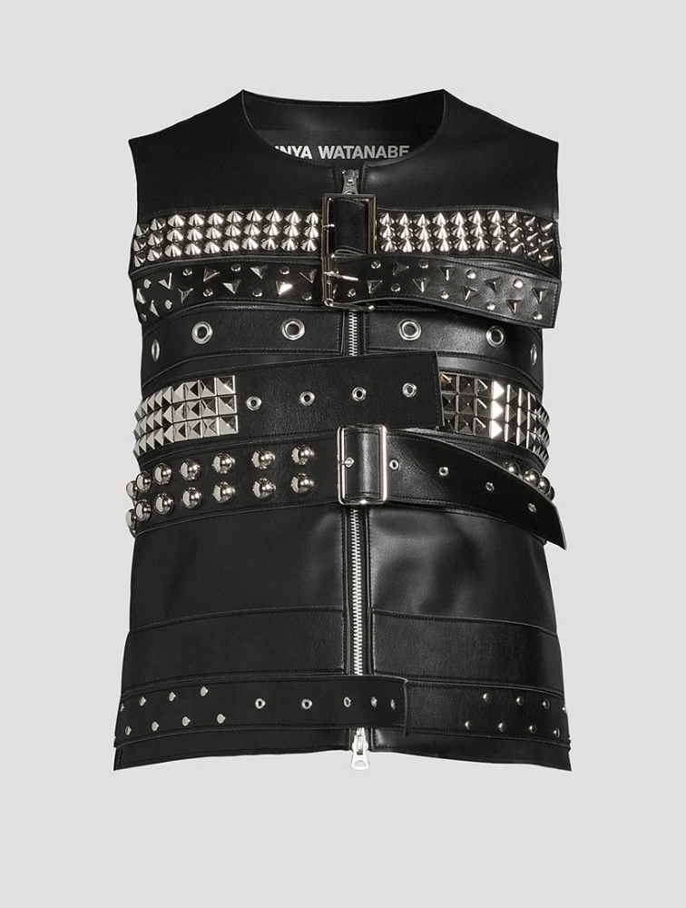 Belted Faux Leather Vest