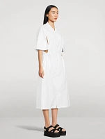 Cut-Out Poplin Shirt Dress