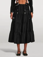 Tiered Wool Midi Skirt