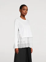 Tulle-Trimmed Long-Sleeve T-Shirt