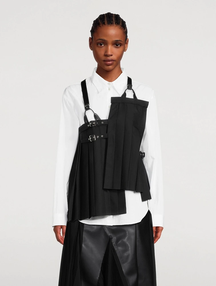 Pleated Wool Gabardine Vest