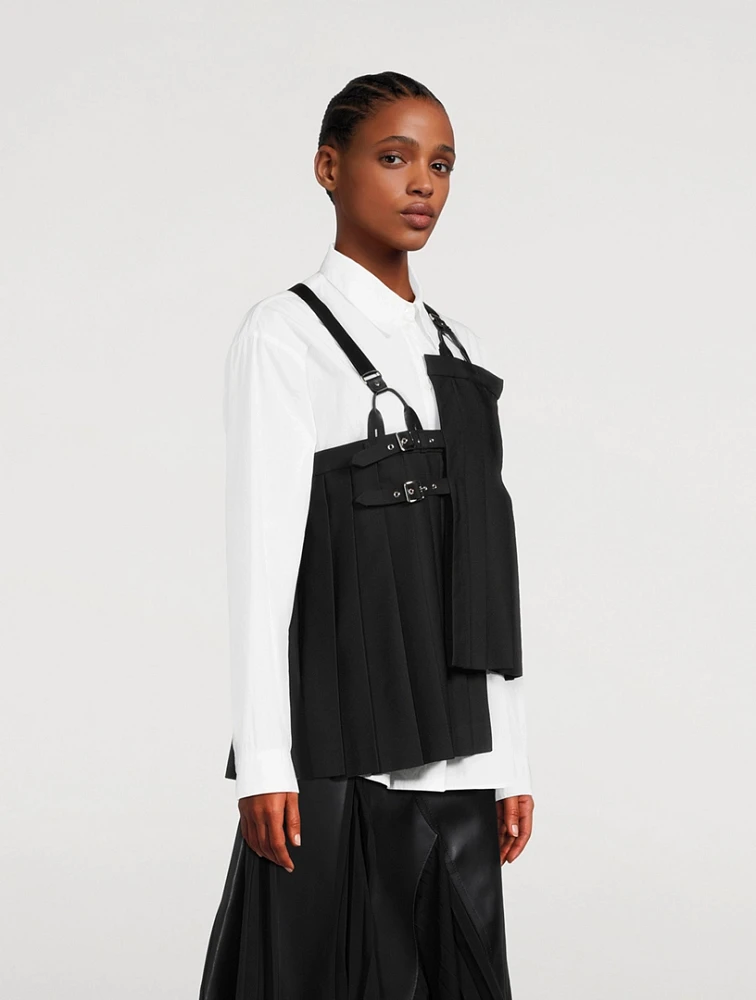 Pleated Wool Gabardine Vest