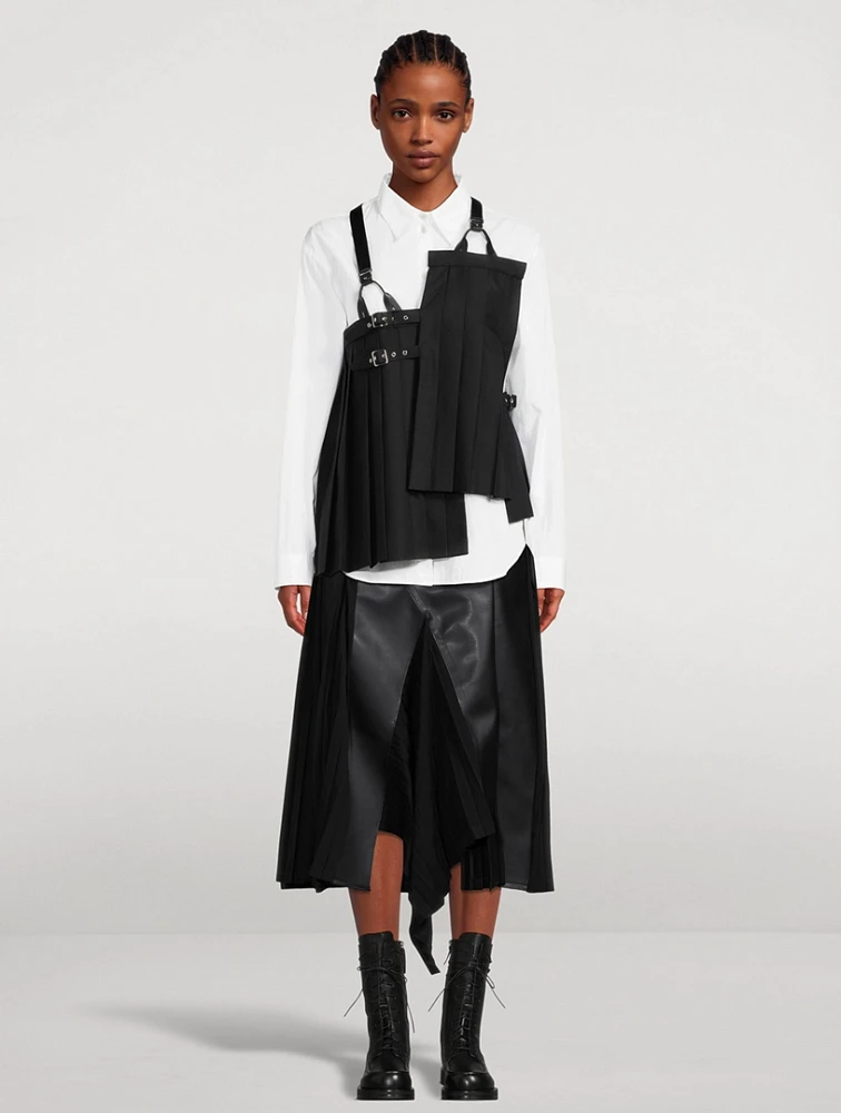 Pleated Wool Gabardine Vest