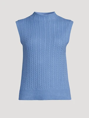 Letita Cable-Knit Cashmere Sleeveless Sweater