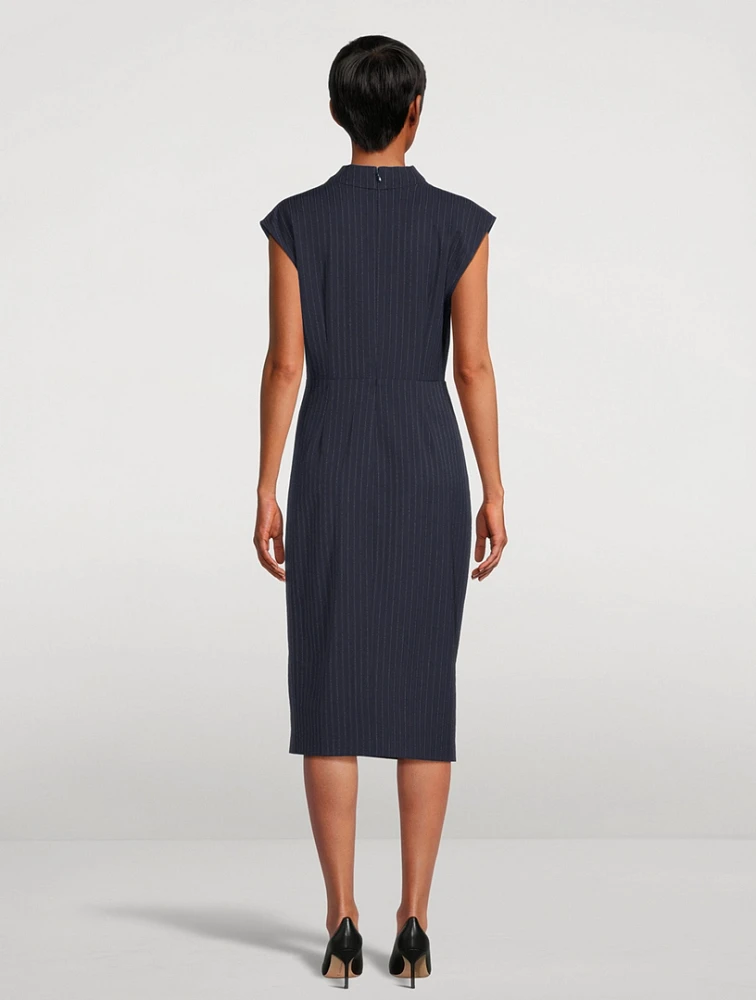 Athene Draped Midi Dress Pinstripe Print