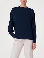 Silk Crêpe Raglan-Sleeve Blouse