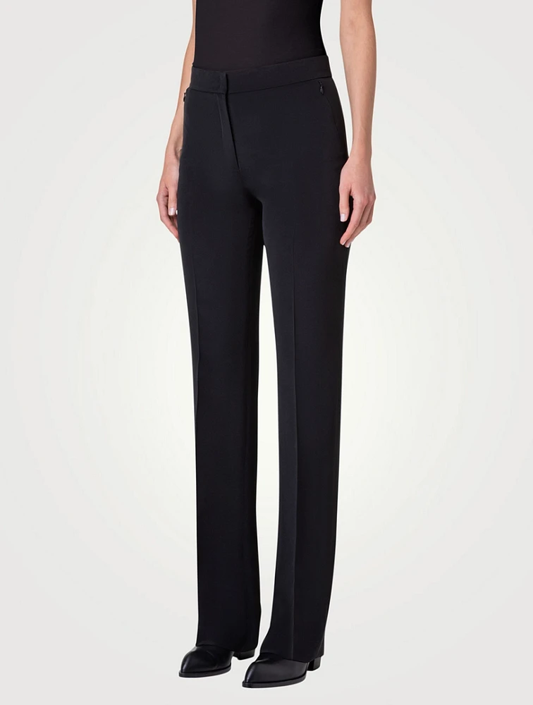 Carl Silk Crêpe Straight-Leg Trousers