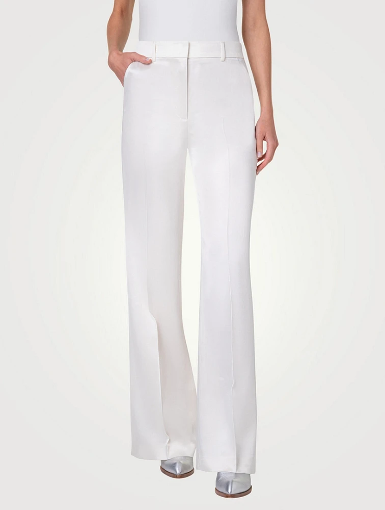 Florine Satin Straight-Leg Trousers