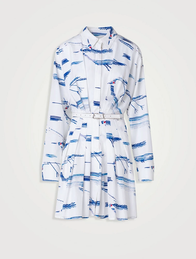 Cotton Shirt Dress Kasuri Birds Print