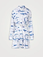 Cotton Shirt Dress Kasuri Birds Print