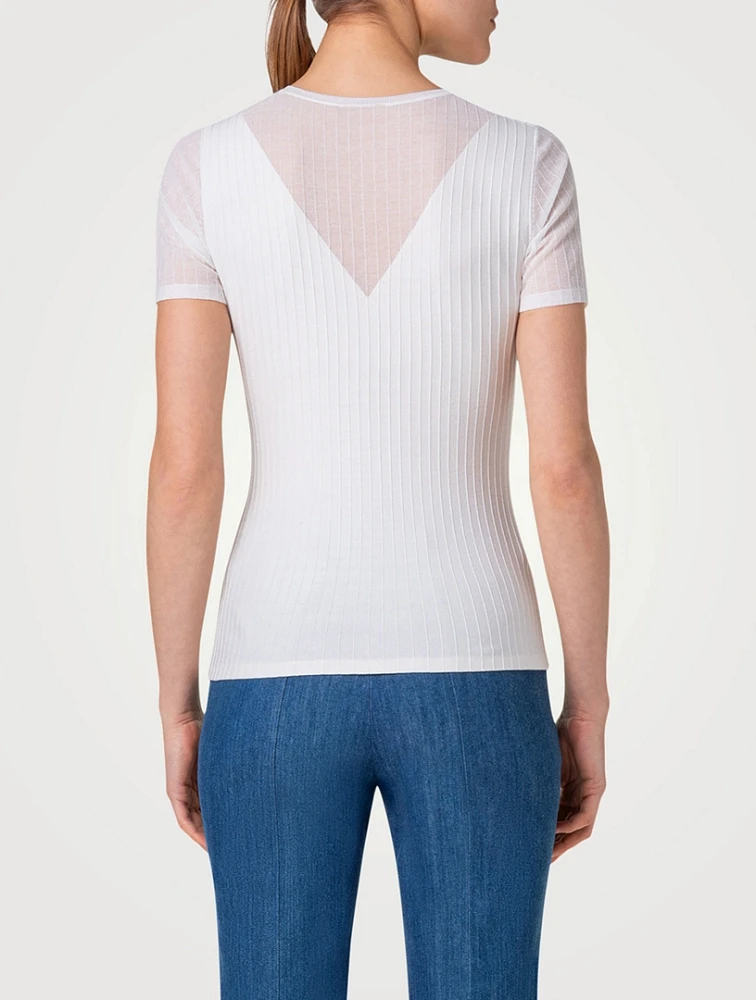 Ribbed Short-Sleeve Sweater