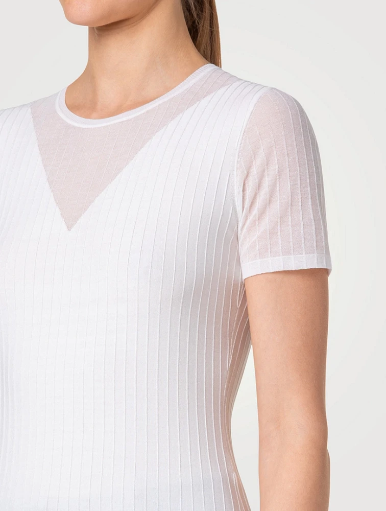 Ribbed Short-Sleeve Sweater