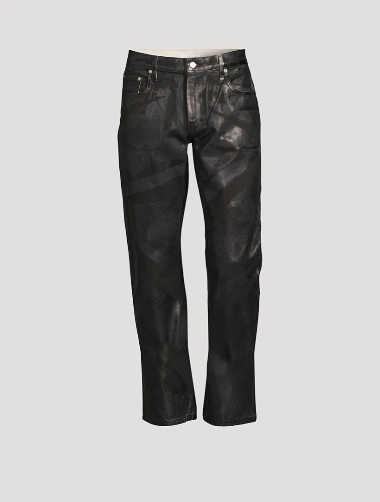 Foiled Low-Rise Straight Jeans