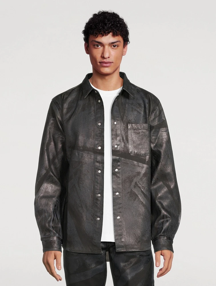 Foiled Denim Shirt Jacket