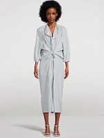 Tie-Front Poplin Shirt Dress