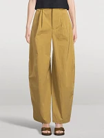 Tumbled Cotton Wide-Leg Trousers