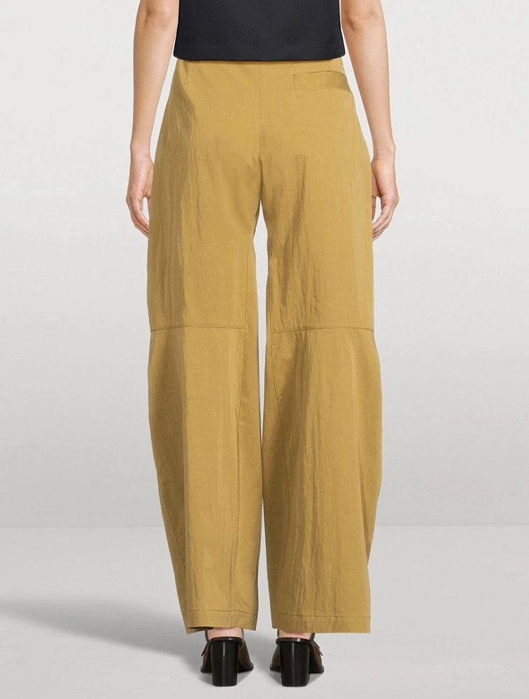 Tumbled Cotton Wide-Leg Trousers