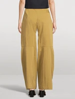 Tumbled Cotton Wide-Leg Trousers