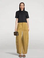 Tumbled Cotton Wide-Leg Trousers