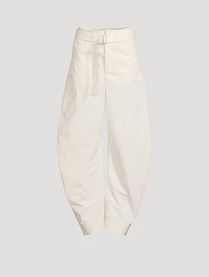 Belted Tapered-Leg Trousers